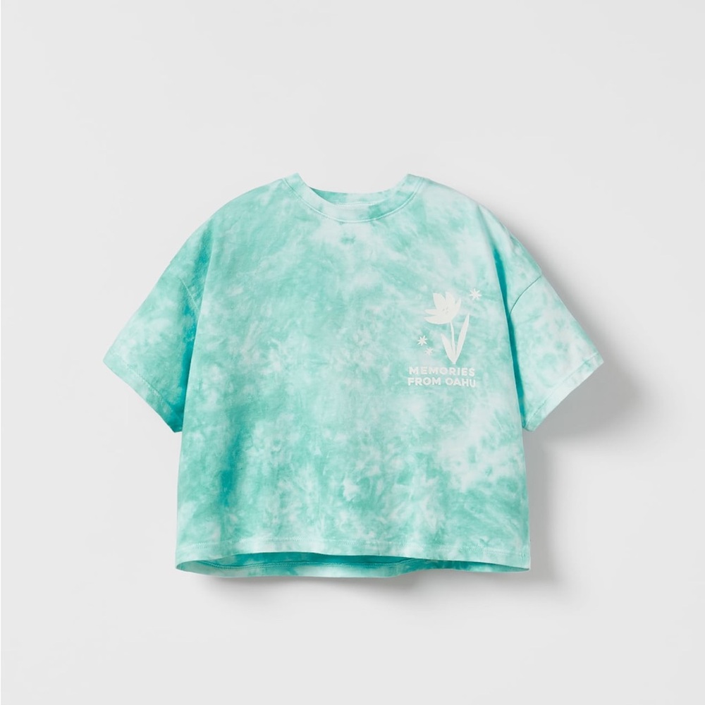 Zara girls crop top- turquoise tie dye 9-10 years